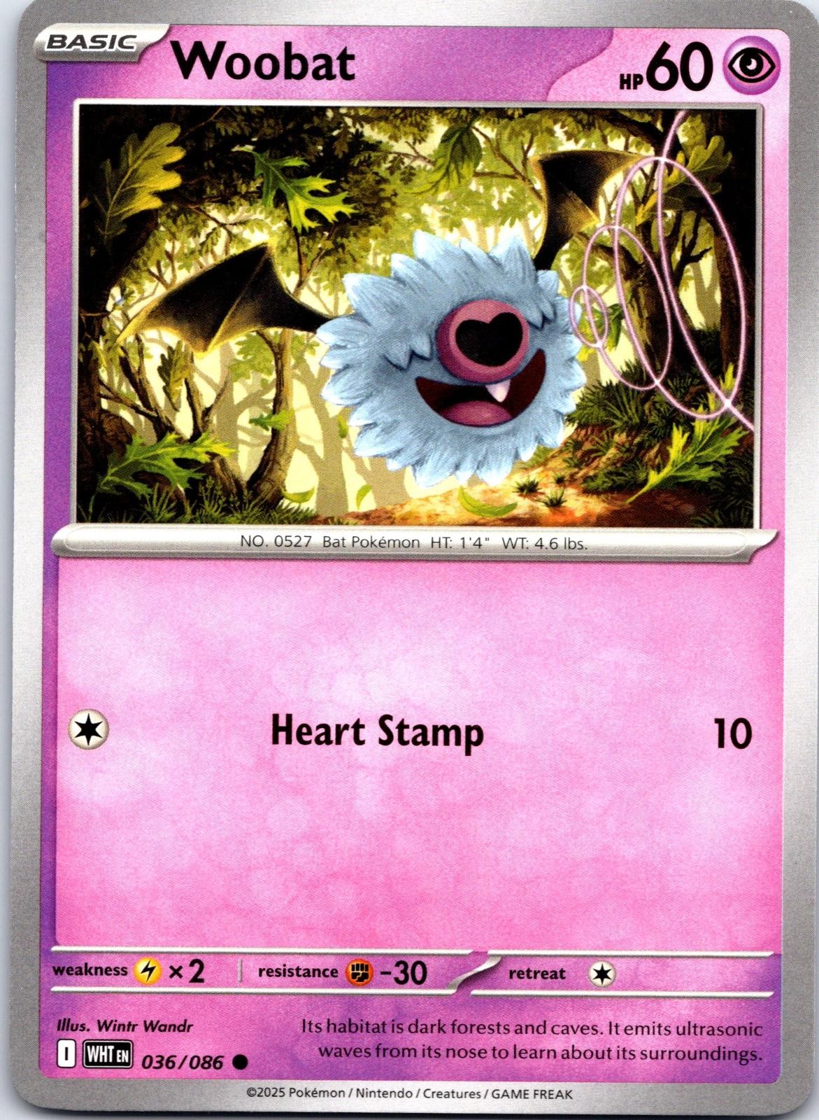 Woobat 036/086 Common White Flare Pokemon NM