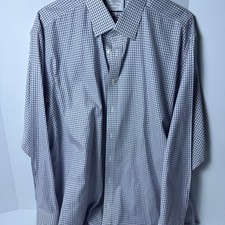 Charles Tyrwhitt Classic Fit Non-Iron Dress Shirt, Blue/White Check, Size 17/37