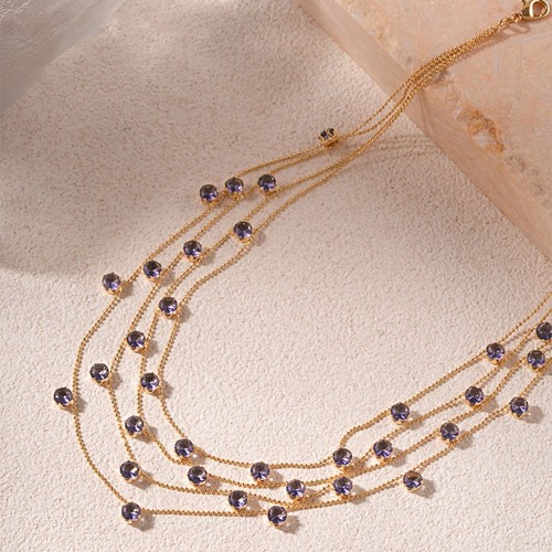 Metal Vintage Rhinestone Necklace Elegant Colored Crystal Necklace Women - Picture 10 of 16
