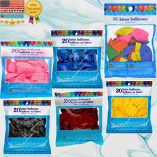 Latex Balloons 25ct 9" Assorted or 20ct 12" Blue Pink Yellow Red Black