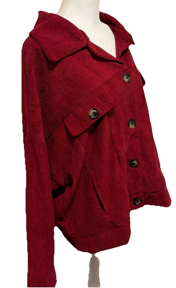 NWT LulaRoe Berlin Relaxed Fit Red Ribbed Long Sleeve Jacket Size 2XL (20-22) - Image 2 of 4