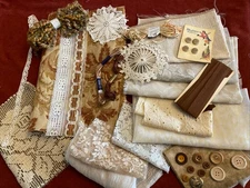 BROWN Slow Stitch Junk Journal Cover Inspiration  Kit Fabric + More B1