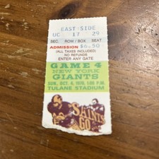 1970 New York Giants at New Orleans Saints Ticket Stub  Vintage