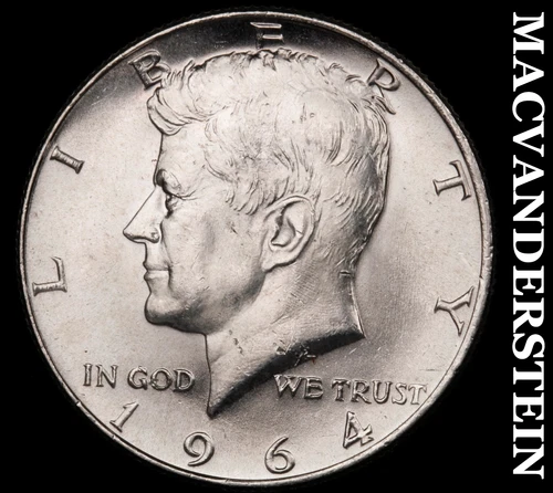 1964 Silver Kennedy Half Dollar - Choice Gem Brilliant Unc  Lustrous  #G7370