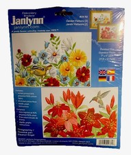 VINTAGE JANLYNN Embroidery KIT Garden Visitors 04-761 Open Package 2 Prints