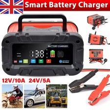 12V/24V Smart Car Fast Battery Charger Fits for Lead Acid LiFePo4 AGM Battery UK