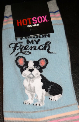 NWT WOMENS HOT SOX SOCKS ONE SHOE SIZE-FRENCHIE DOG