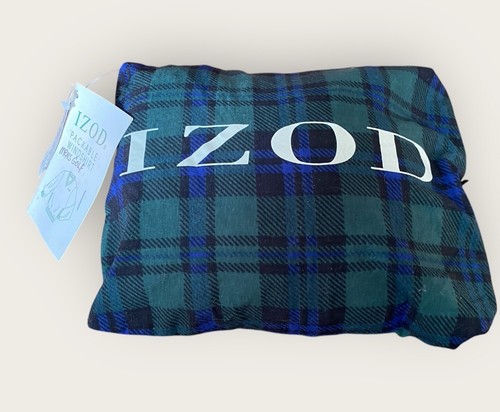 Izod Jacket Mens Large Green Plaid Windbreaker Pullover Golf Packable Anorak NEW - Picture 5 of 12