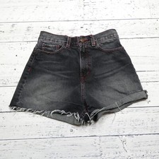 BDG A-Line Short Denim Shorts Womens Size 28 Dark Wash Red Stitching 3" Inseam