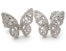Butterfly CZ Earrings Clear Sterling Silver Cubic Zirconia Pierced Post Insect