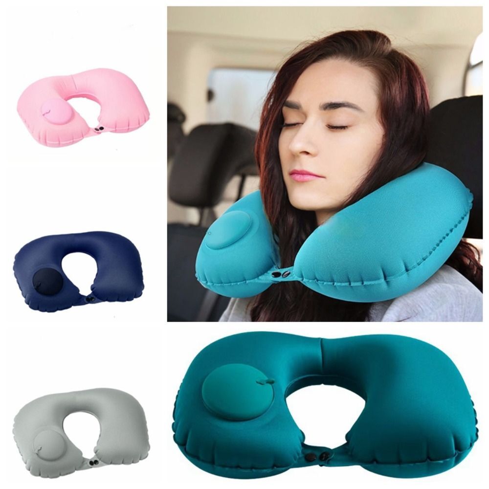 Inflatable U-Shaped Neck Pillow Flight Travel Soft Rest Head Support Air  Cushion