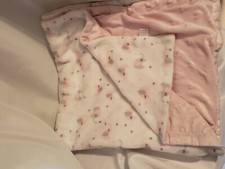 Baby Kiss Elephant Heart Blanket Pink White Gray EUC