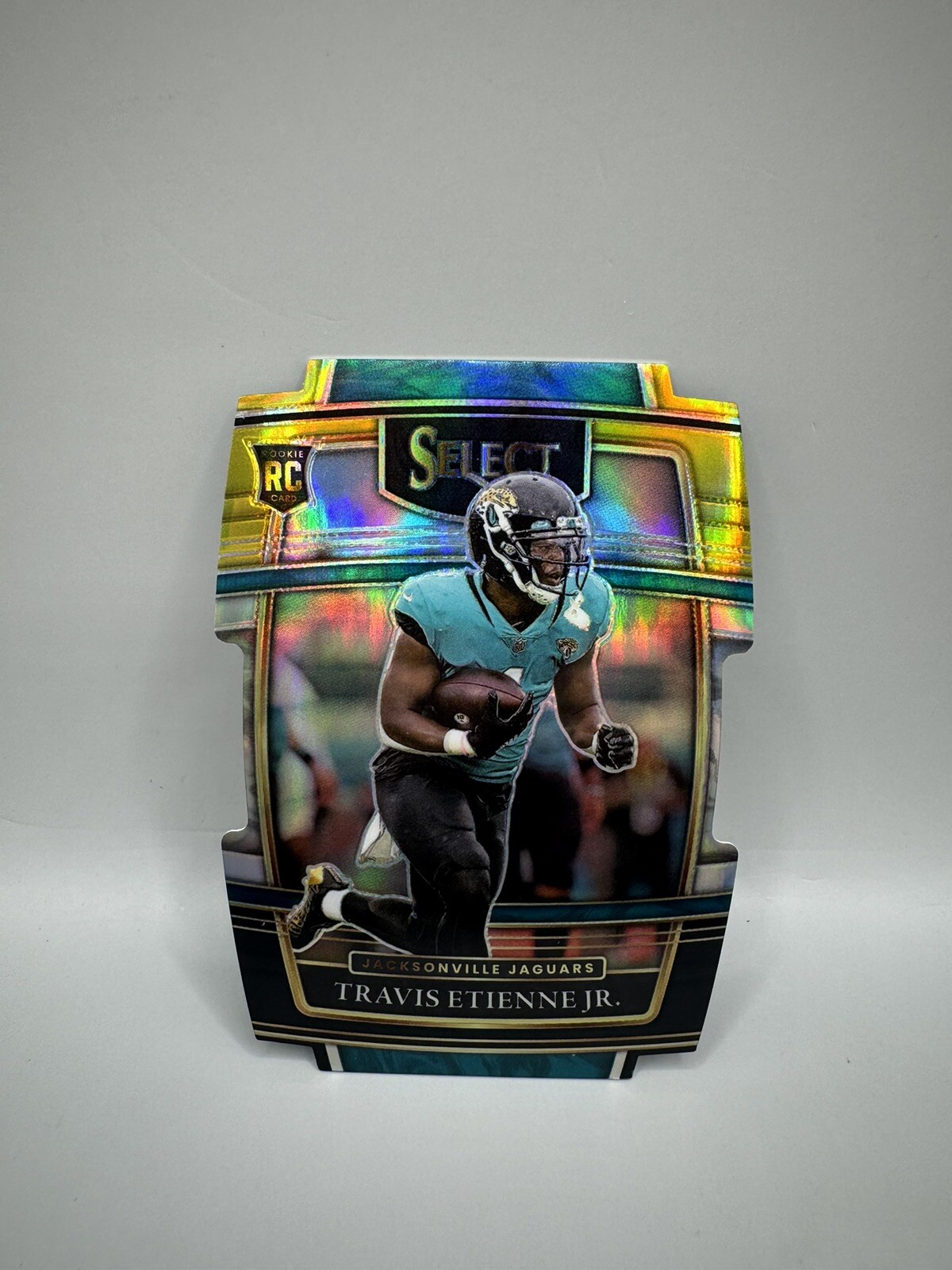2021 Panini Select -Concourse Black & Gold Prizm Die-Cut #54 Travis Etienne Jags