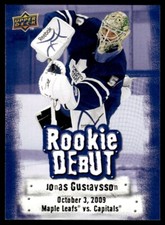 2009-10 Upper Deck Rookie Debuts Jonas Gustavsson Toronto Maple Leafs #5
