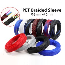 3mm-40mm Dia PET Braided Cable Sleeving Many Colour Expandable Sleeving Harness