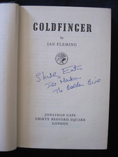 GOLDFINGER by IAN FLEMING SIGNED by BOND GIRL SHIRLEY EATON - 1st Ed in DJ