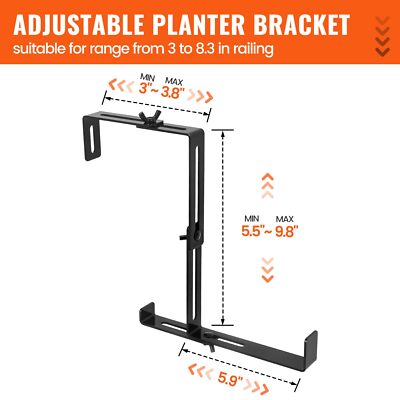 2Pcs Adjustable Planter Window Box Brackets Steel Planter Box Brackets
