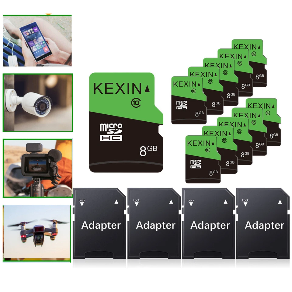 8GB Micro SD Card 30 Pack microSDHC C10 U1 Memory Card with SD Adapter - Image 2 of 4