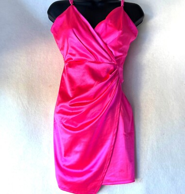 Blashe Hot Pink Ruched Wrap Dress Knee-Length Pink Party Dress size M | eBay Blashe Hot Pink Ruched Wrap Dress Knee-Length Pink Party Dress size M | eBay