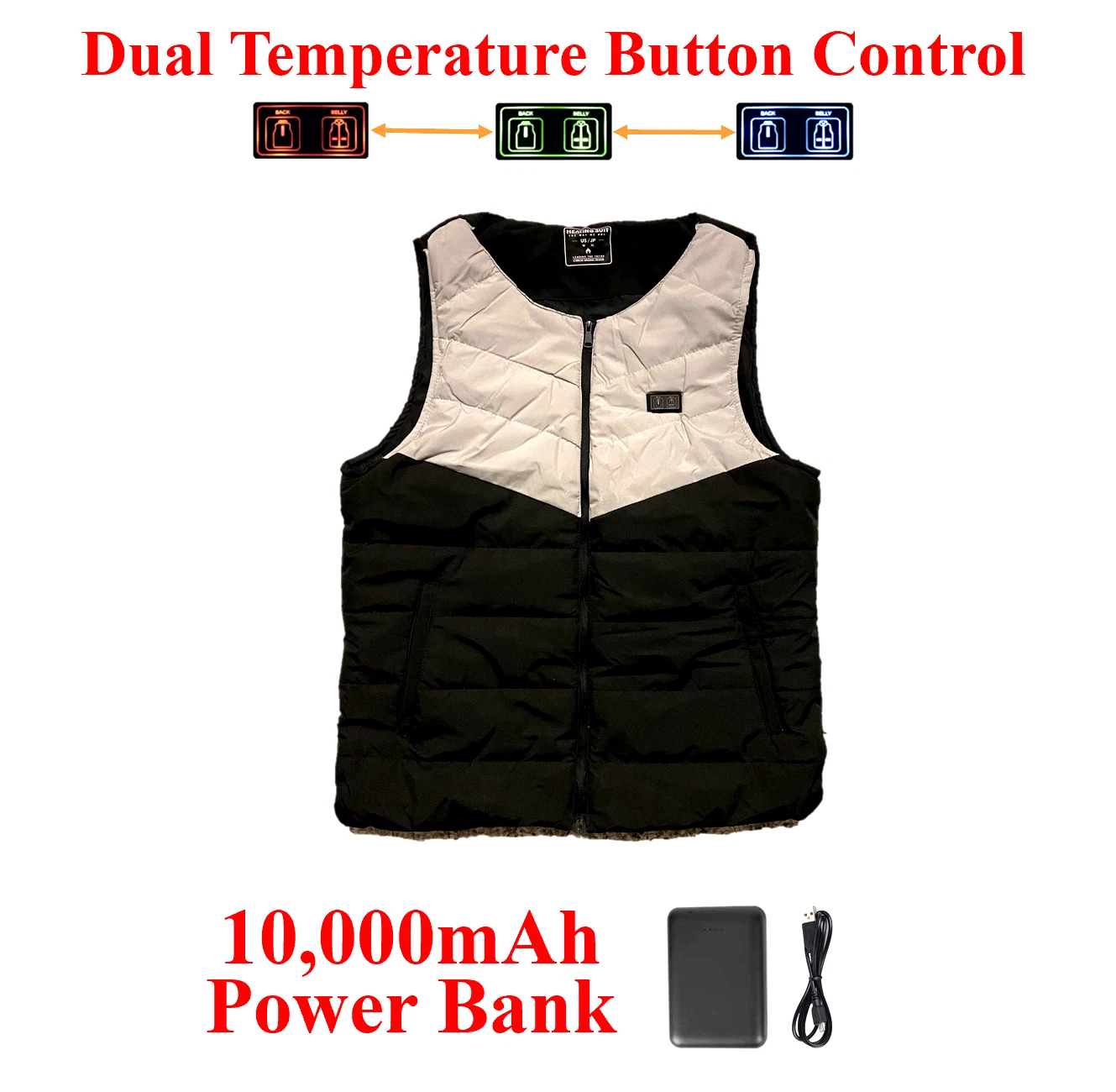 Heated Vest 10000mAh Power Bank Lightweight USB Jacket Warmer Coat Black Gray
Opens in a new window 
