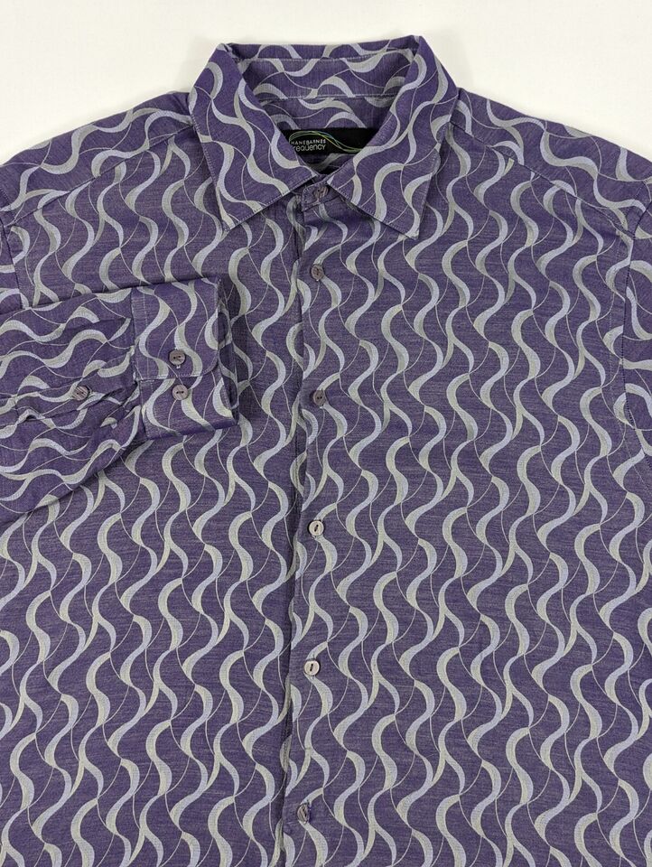 Jhane Barnes Mens Size XL Button Down Long Sleeve Dress Shirt Purple ...