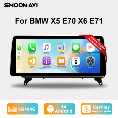 12.3'' Android Car Stereo GPS Navi SWC Apple CarPlay For BMW X5 E70 X6 E71 CIC DE