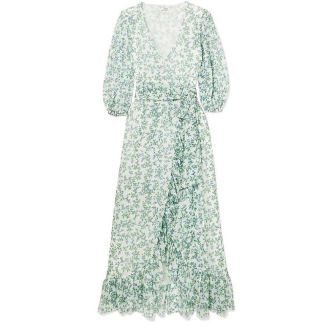 ganni tilden floral print mesh wrap dress GANNI Tilden floral-print mesh mini wrap dress