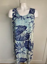 Vintage Jams World Hawaiian Dress 'Island Palm' Nautical Ocean Blue White Sz M