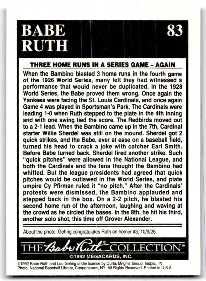 1992 MEGACARDS BABE RUTH BABE RUTH SEATTLE MARINERS #83 | eBay