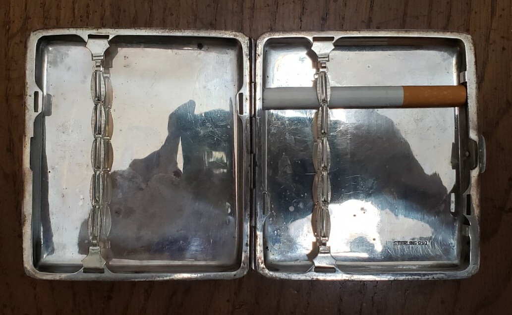 Sterling Silver .950 Cigarette Case Vintage Engraved Japanese