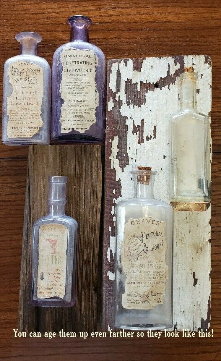 12 Elixir, Syrup & Remedy Vintage Victorian APOTHECARY LABELS Halloween