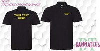 Embroidery * Printed * Polo Shirt Personalised *Self Employed*Business*Text*Logo