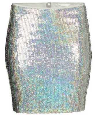 H&M Women's Silver Sequined Skirt Party Dressy Size NEW