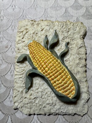Vintage Ceramic 3D ''Corn'' Wall Hanging Plaque - 7.0 Inches x 6.0 Inches