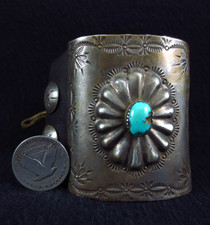 Vintage Navajo Ketoh/ Bow Guard Sterling Silver and Turquoise
