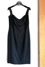 90s Versace Classic Black Sleeveless Sheath Knee Dress Mesh Accent Size 6
