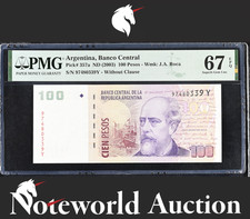 Argentina 100 Pesos ND (2003) P 357a UNC PMG 67 EPQ NR 2nd TOP POP