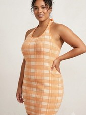 rue21 Plus Orange Plaid Knit Halter Dress Size 3X NWT