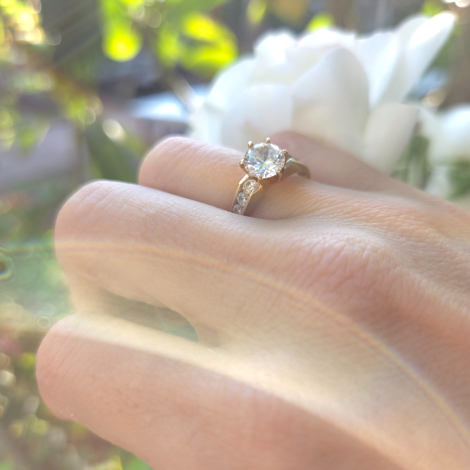 10K Yellow Gold Pavé CZ Solitaire Engagement Ring… - image 21