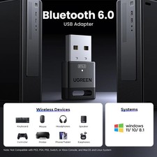 Usb Bluetooth Adapter, Bluetooth 6.0 Dongle Pc Windows 11/10/8.1, Bluetooth