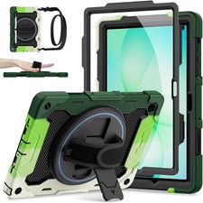 Rugged Case for Galaxy Tab A11 /A9 with Screen Protector and 360 Rotating Stand