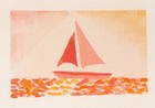 Original ACEO - Pink seaglass sailboat seascape watercolor by finns.paints — photo 3