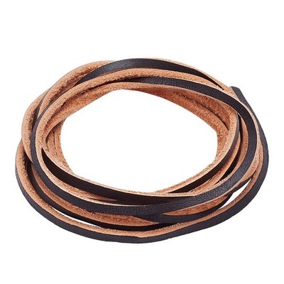 6.5ft Flat Genuine Leather Cord 3mm(1/8'') Leather Braiding String Brown Strip...