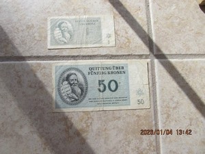 theresienstadt  terezin  Jewish ghetto notes,  one, fifty kroner,  moses obverse