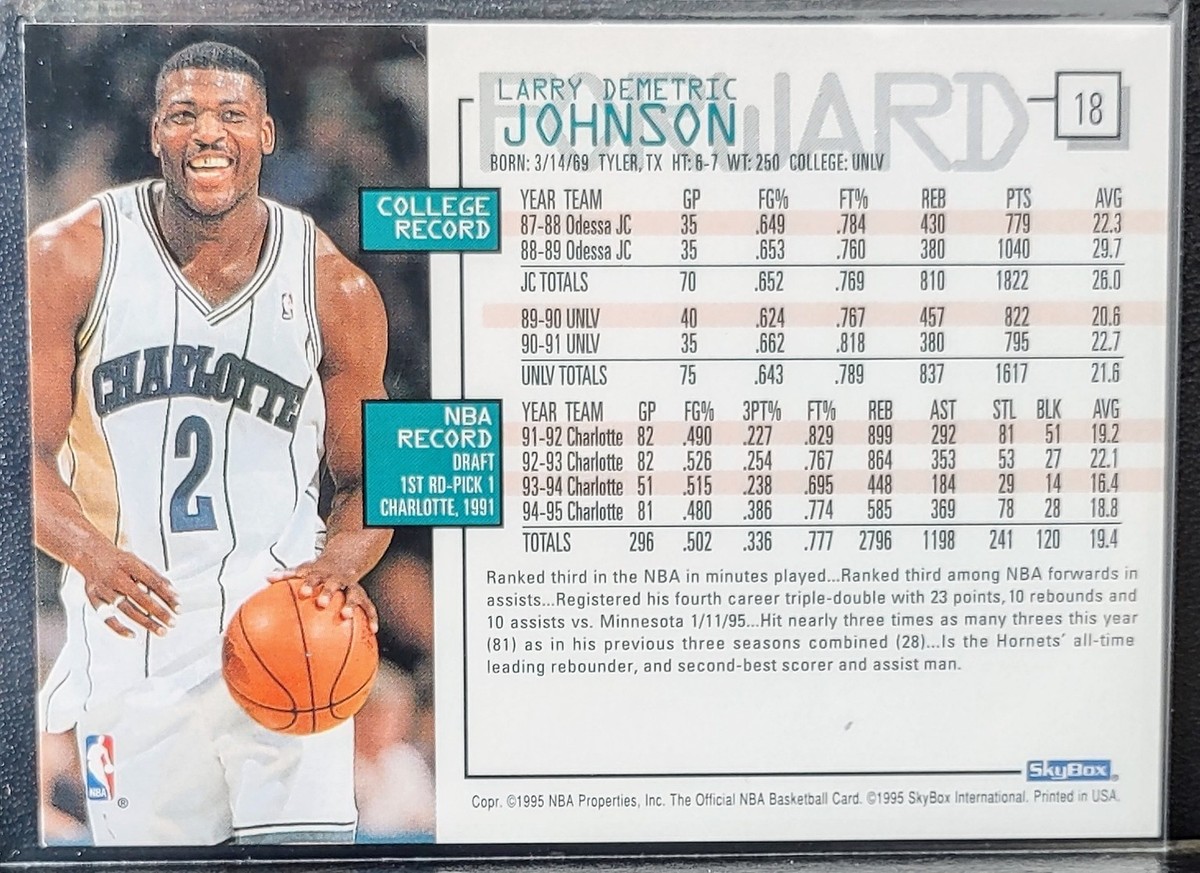 1995-96 NBA Hoops Larry Johnson #18 Charlotte Hornets Forward | eBay