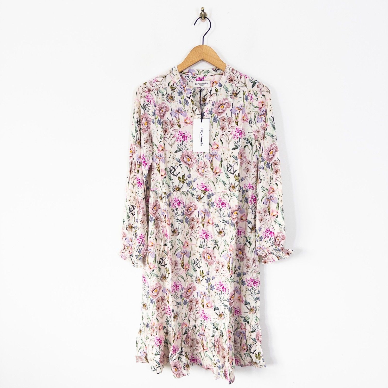 Vestido Lolly's Laundry Audrey Talla XS 6 8 NUEVO Rosa Multi Floral Midi Henley