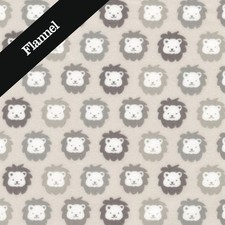 Feline Drive Fabric FLANNEL Cozy Cotton Lions Gray Cats - Sold by the Yard