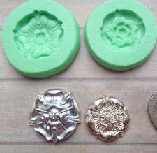 1x Mini Craft Mould: Small Tudor Rose (Clay Wax Cupcake Resin PMC) Army Military