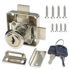 Double Door Cabinet Lock with Double Deadbolt Keyed Alike - Left Side Mount...