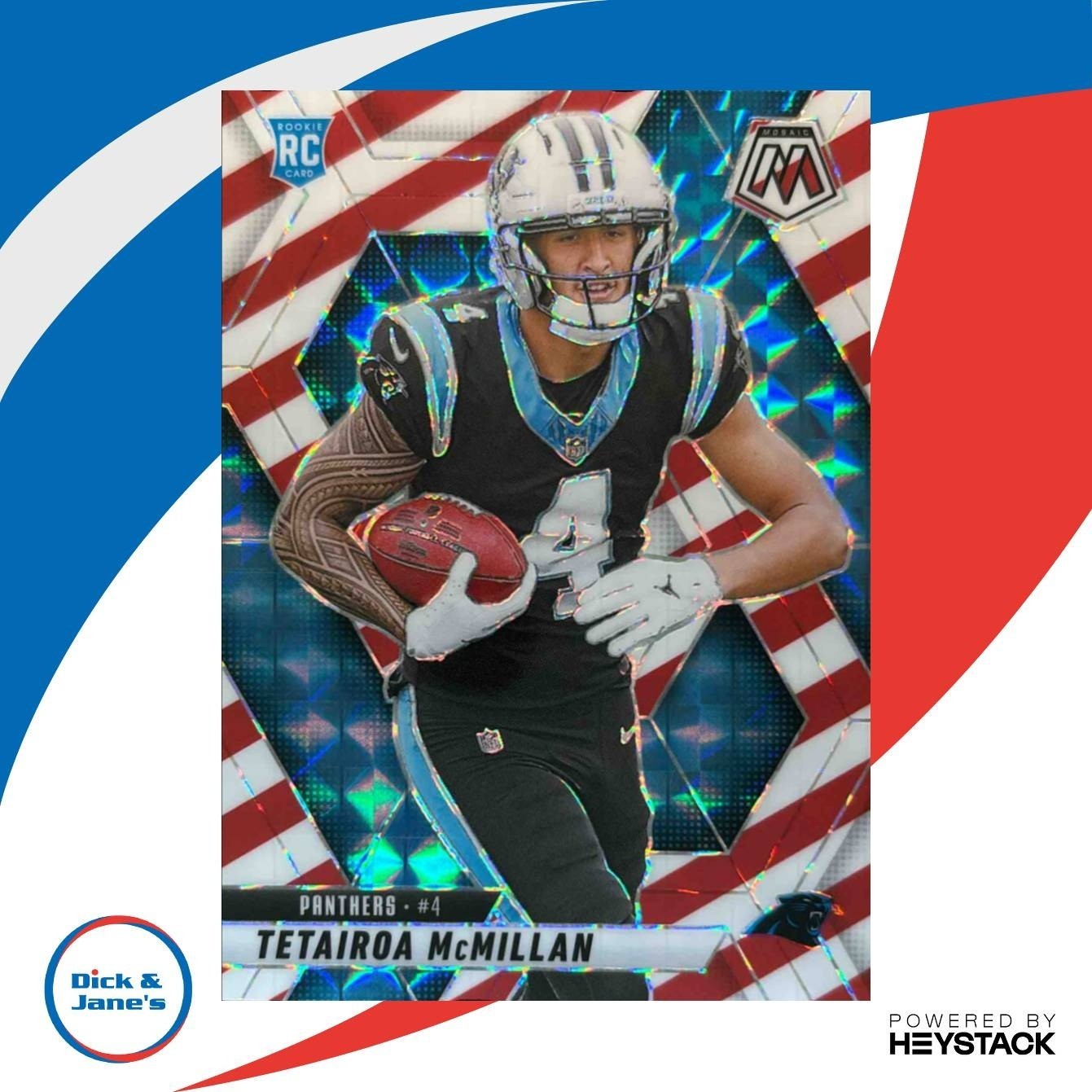 2025 Mosaic Red and White Stripe Prizm Tetairoa McMillan 309 RC